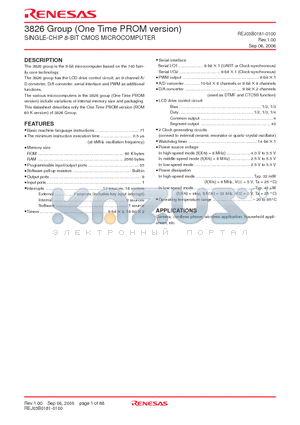 M38262E3FS datasheet - SINGLE-CHIP 8-BIT CMOS MICROCOMPUTER