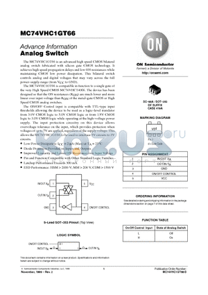 MC74VHC1GT66 datasheet - Analog Switch