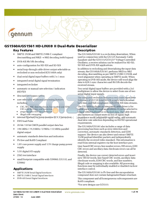 GS1560A_09 datasheet - HD-LINX II Dual-Rate Deserializer