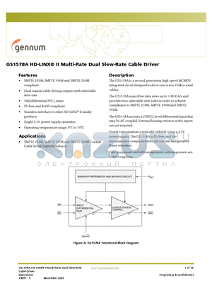 GS1578A_09 datasheet - HD-LINX II Multi-Rate Dual Slew-Rate Cable Driver