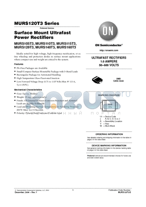 MURS140T3 datasheet - Surface Mount Ultrafast Power Rectifiers