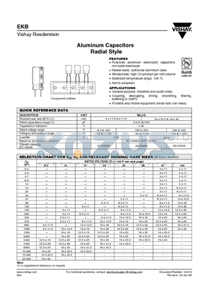 MALREKB00DE422C00K datasheet - Aluminum Capacitors Radial Style