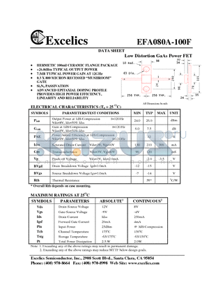 EFA080A-100F datasheet - Low Distortion GaAs Power FET