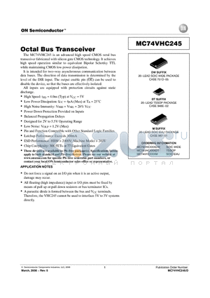 MC74VHC245DT datasheet - Octal Bus Transceiver