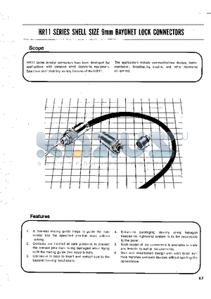 HR11-9BJA-6P datasheet - HR11 SERIES SHELL SIZE 9mm BAYONET LOCK CONNECTORS