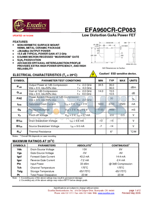 EFA960CR-CP083 datasheet - Low Distortion GaAs Power FET