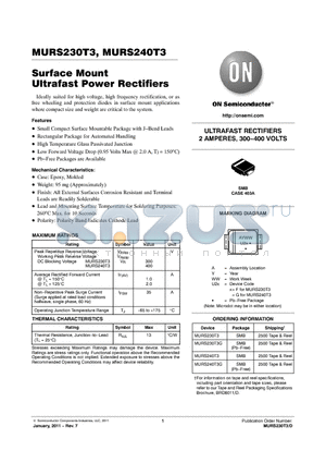 MURS240T3G datasheet - Surface Mount Ultrafast Power Rectifiers