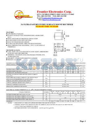 MURS305 datasheet - 3A ULTRA FAST RECOVERY SURFACE MOUNT RECTIFIER