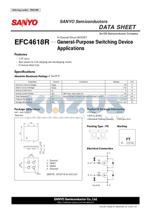 EFC4618R datasheet - N-Channel Silicon MOSFET General-Purpose Switching Device Applications