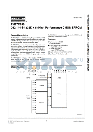 FM27C256N150 datasheet - 262,144-Bit (32K x 8) High Performance CMOS EPROM