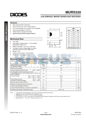 MURS320_1 datasheet - 3.0A SURFACE MOUNT SUPER-FAST RECTIFIER