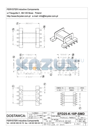 EFD-25-K-10P-SMD datasheet - EFD Bobbin