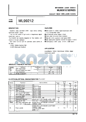 ML99212 datasheet - InGaAsP-MQW-DFB LASER DIODES