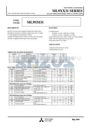ML9SM31 datasheet - InGaAsP DFB-LASER DIODE WITH EA MODULATOR