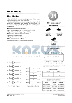 MC74VHC50DR2G datasheet - Hex Buffer