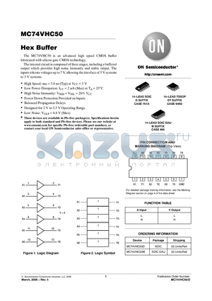 MC74VHC50M datasheet - Hex Buffer