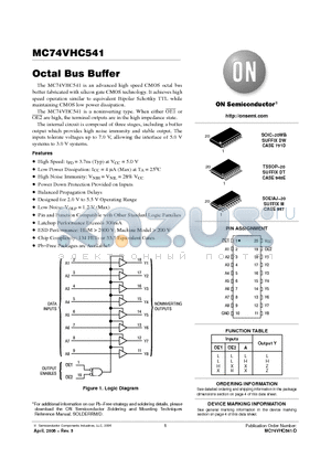 MC74VHC541MELG datasheet - Octal Bus Buffer