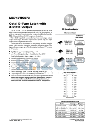 MC74VHC573 datasheet - Octal D−Type Latch with 3−State Output