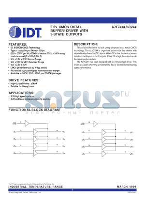 IDT74ALVC244 datasheet - 3.3V CMOS OCTAL BUFFER/ DRIVER WITH 3-STATE OUTPUTS