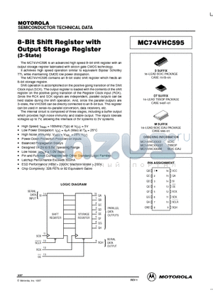MC74VHC595M datasheet - 8-Bit Shift Register with Output Storage Register