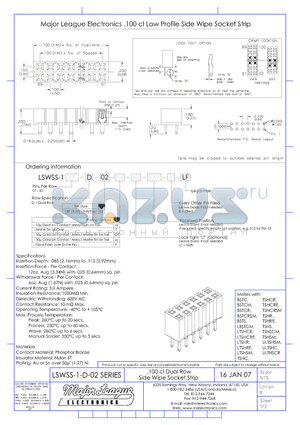 LSWSS-1-D datasheet - .100 cl Dual Row Side Wipe Socket Strip