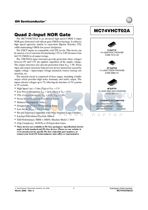 MC74VHCT02AD datasheet - Quad 2−Input NOR Gate