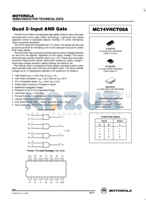 MC74VHCT08AD datasheet - Quad 2-Input AND Gate