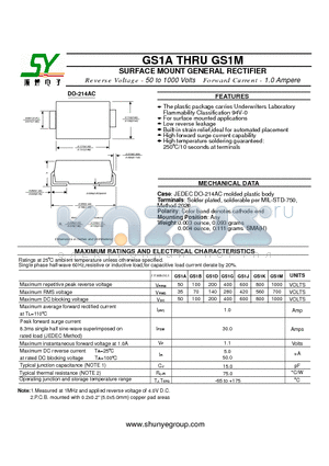 GS1B datasheet - SURFACE MOUNT GENERAL RECTIFIER