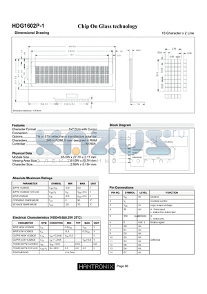 HDG1602P-1 datasheet - Dimensional Drawing