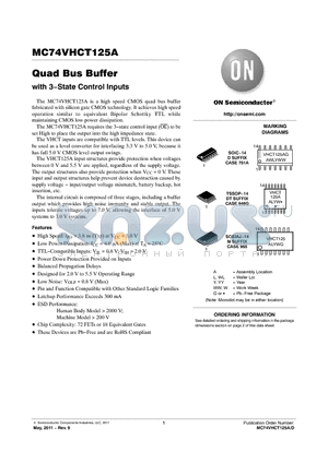 MC74VHCT125ADTRG datasheet - Quad Bus Buffer with 3State Control Inputs