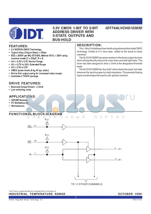IDT74ALVCHS162830DFG datasheet - 3.3V CMOS 1-BIT TO 2-BIT ADDRESS DRIVER WITH 3-STATE OUTPUTS AND BUS-HOLD