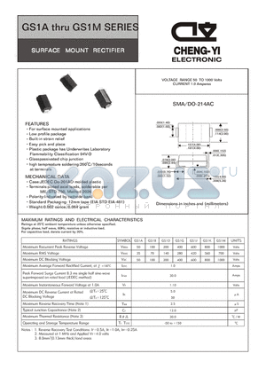 GS1D datasheet - SURFACE MOUNT RECTIFIER