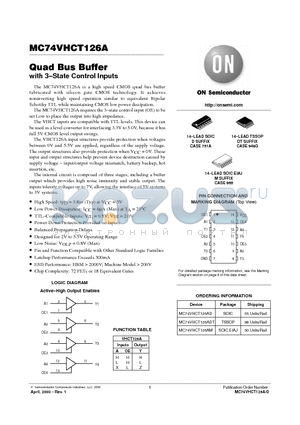 MC74VHCT126A datasheet - Quad Bus Buffer