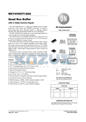 MC74VHCT126ADR2G datasheet - Quad Bus Buffer with 3State Control Inputs