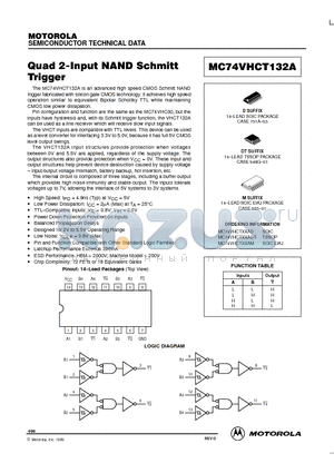 MC74VHCT132AD datasheet - Quad 2-Input NAND Schmitt Trigger