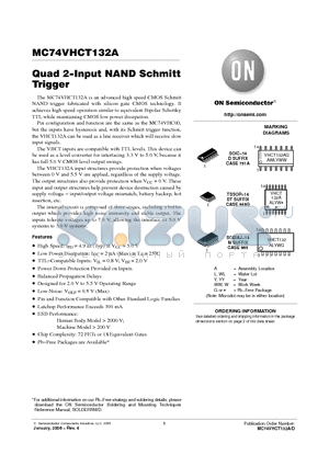MC74VHCT132ADTRG datasheet - Quad 2−Input NAND Schmitt Trigger