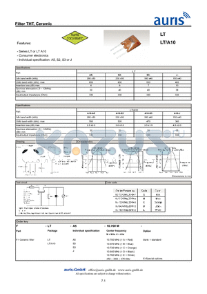 LT/A10 datasheet - Filter THT, Ceramic