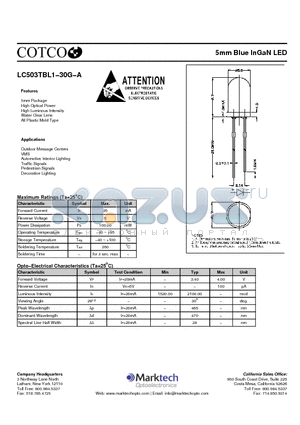 LC503TBL1-30G-A datasheet - 5mm Blue InGaN LED