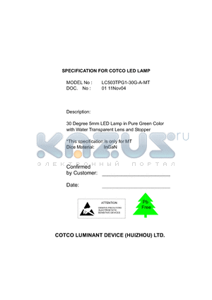 LC503TPG1-30G-A-MT datasheet - LC503TPG1-30G-A-MT