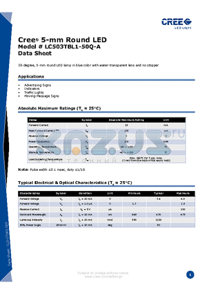 LC503TBL1-50Q-A datasheet - 5-mm Round LED