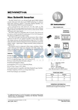MC74VHCT14A datasheet - Hex Schmitt Inverter