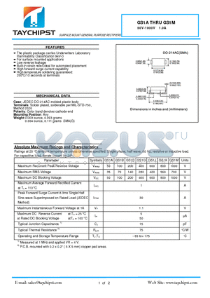 GS1J datasheet - SURFACE MOUNT GENERAL PURPOSE RECTIFIERS