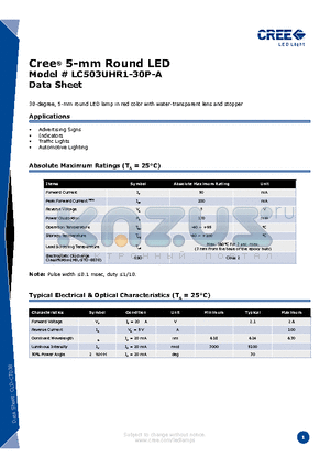 LC503UHR1-30P-A-001G2 datasheet - 5-mm Round LED