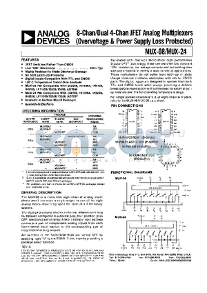 MUX08AQ datasheet - 8-Chan/dual 4-Chan JFET Analog Multiplexers(Overvoltage & Power Supply loss Protected)