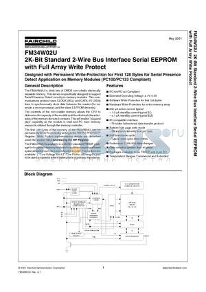 FM34W02UE datasheet - 2K-Bit Standard 2-Wire Bus Interface Serial EEPROM with Full Array Write Protect