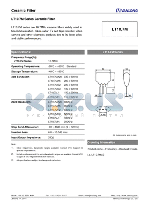 LT10.7M datasheet - Ceramic Filter