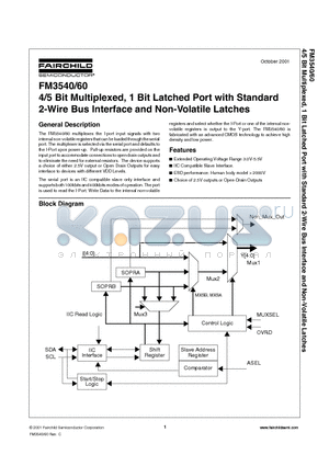 FM3540CMT14 datasheet - 4/5 Bit Multiplexed, 1 Bit Latched Port with Standard 2-Wire Bus Interface and Non-Volatile Latches