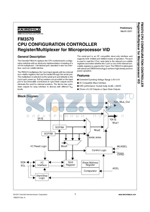 FM3570MT20X datasheet - CPU CONFIGURATION CONTROLLER Register/Multiplexer for Microprocessor VID