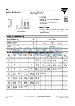 MALREKL00AA133H00K datasheet - Aluminum Capacitors Radial Style 125 `C