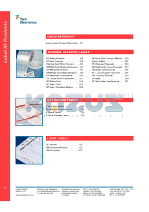 MV-095095-10-8A datasheet - Label format - Old format order code cross reference